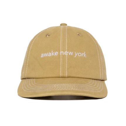 Contrast Stitch 6 Panel Hat Light Brown