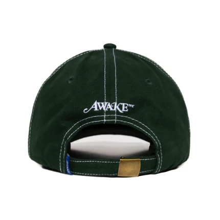 Contrast Stitch 6 Panel Hat Green