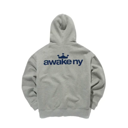 Crown Logo Full Zip Hoodie Grey