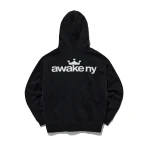 Crown Logo Full Zip Hoodie Black